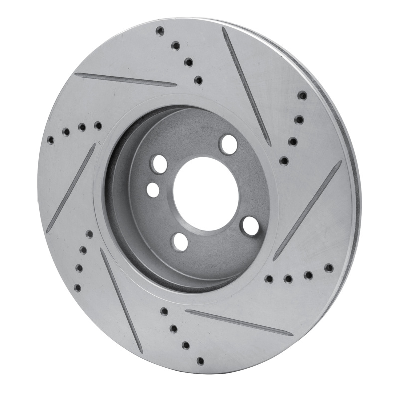 Mini Cooper Brake Rotor (1) - Front Left - R1 Concepts - Drilled & Slotted - Silver - `07-`15